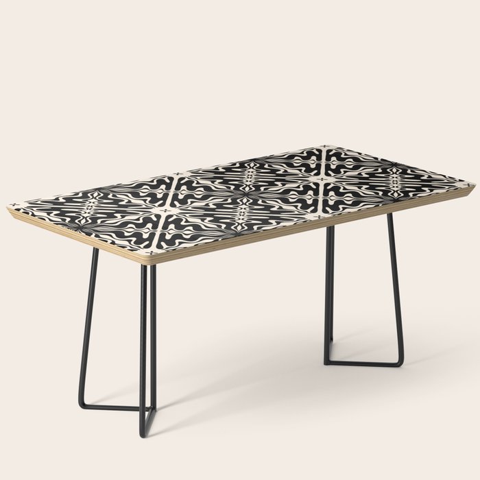 Murcia Spanish Tile Pattern in Black and Almond Cream Coffee Table Gallery Image 1