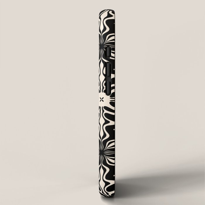 Murcia Spanish Tile Pattern in Black and Almond Cream iPhone Case Gallery Image 2