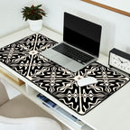 Murcia Spanish Tile Pattern in Black and Almond Cream Desk Mat Gallery Image 2