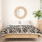 Murcia Spanish Tile Pattern in Black and Almond Cream Duvet Cover Gallery Image 3