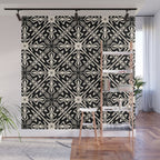 Murcia Spanish Tile Pattern in Black and Almond Cream Wall Mural Gallery Image 1