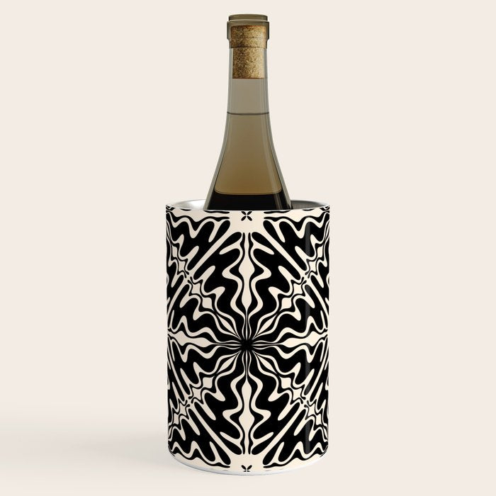 Murcia Spanish Tile Pattern in Black and Almond Cream Wine Chiller Gallery Image 1