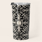 Murcia Spanish Tile Pattern in Black and Almond Cream Travel Mug Gallery Image 3