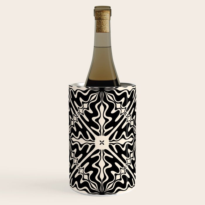 Murcia Spanish Tile Pattern in Black and Almond Cream Wine Chiller Gallery Image 3