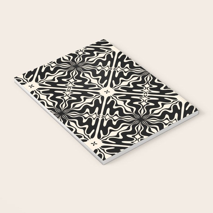 Murcia Spanish Tile Pattern in Black and Almond Cream Notebook Gallery Image 3