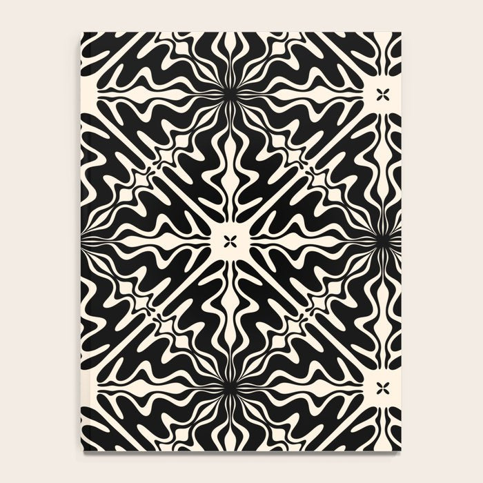 Murcia Spanish Tile Pattern in Black and Almond Cream Notebook Gallery Image 4