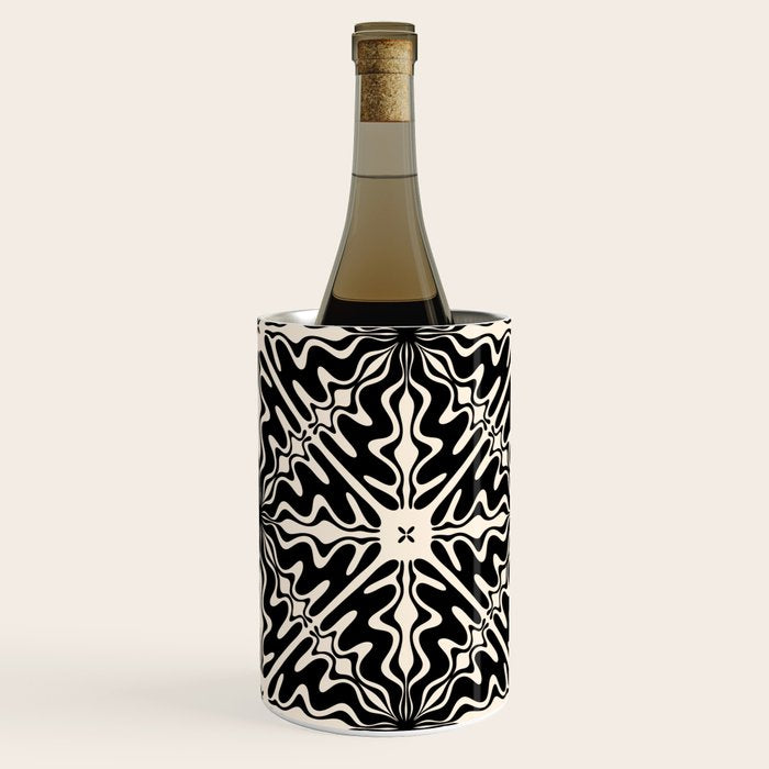 Murcia Spanish Tile Pattern in Black and Almond Cream Wine Chiller Gallery Image 2
