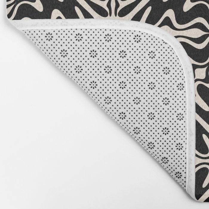 Murcia Spanish Tile Pattern in Black and Almond Cream Bath Mat Gallery Image 2