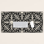Murcia Spanish Tile Pattern in Black and Almond Cream Desk Mat Gallery Image 1