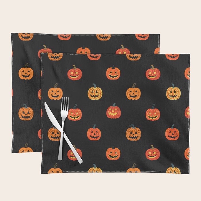 Halloween jack o lantern pumpkin art pattern Placemat Gallery Image 1
