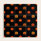 Halloween jack o lantern pumpkin art pattern Wood Wall Art Gallery Image 1