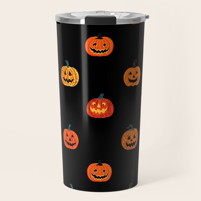 Halloween jack o lantern pumpkin art pattern Travel Mug Gallery Image 1