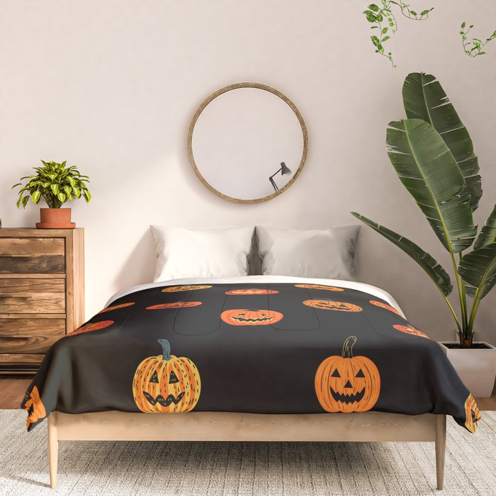 Halloween jack o lantern pumpkin art pattern Comforter Gallery Image 3