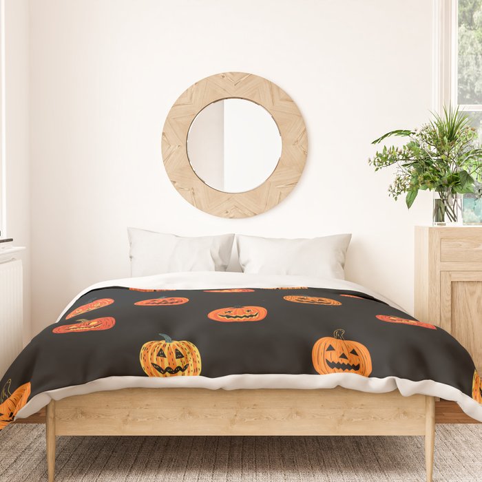 Halloween jack o lantern pumpkin art pattern Duvet Cover Gallery Image 3