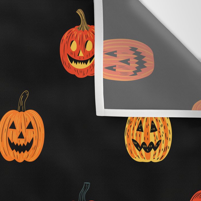 Halloween jack o lantern pumpkin art pattern Wall Tapestry Gallery Image 3