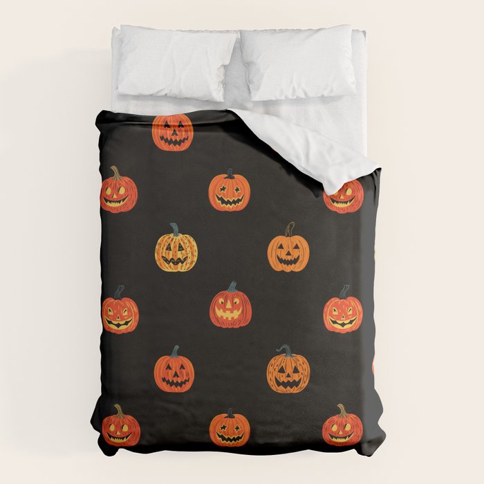 Halloween jack o lantern pumpkin art pattern Duvet Cover Gallery Image 1