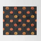 Halloween jack o lantern pumpkin art pattern Throw Blanket Gallery Image 2