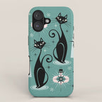 Mid Century Meow Atomic Kitty Christmas ©studioxtine iPhone Case Gallery Image 1