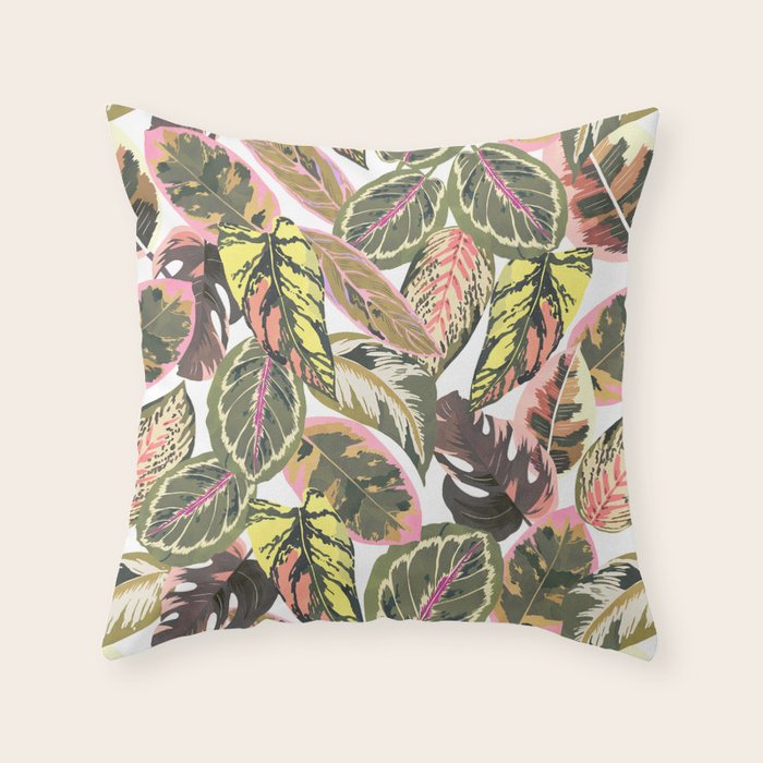 Wild jungle botanical leaves 63 Throw Pillow Gallery Image 6