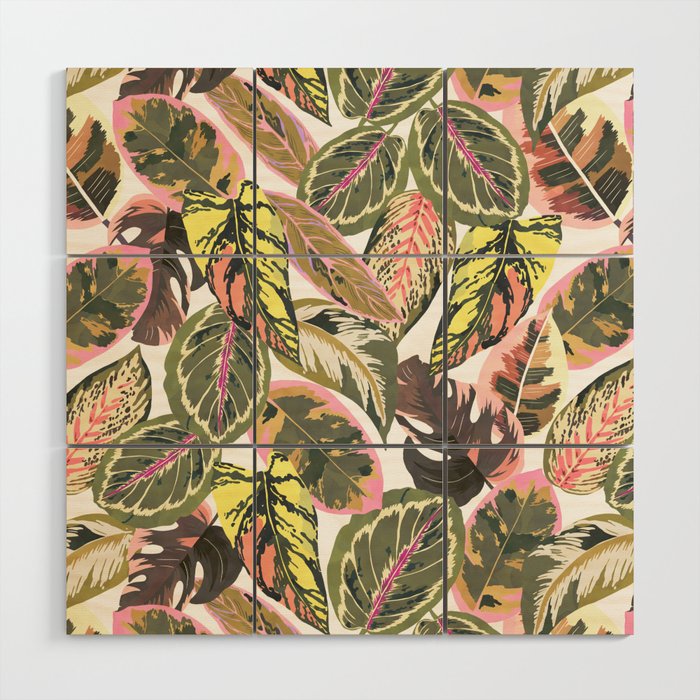 Wild jungle botanical leaves 63 Wood Wall Art Gallery Image 1