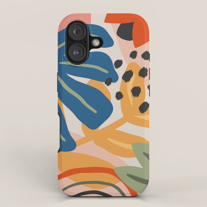 Flower Market Madrid, Abstract Retro Floral Print iPhone Case Gallery Image 1