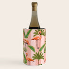 Pink Flamingos on blush pink stripes tropical midcentury Wine Chiller Gallery Image 2