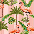Pink Flamingos on blush pink stripes tropical midcentury Coffee Mug Gallery Image 2