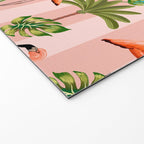 Pink Flamingos on blush pink stripes tropical midcentury Welcome Mat Gallery Image 2
