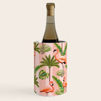 Pink Flamingos on blush pink stripes tropical midcentury Wine Chiller Gallery Image 1