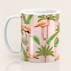 Pink Flamingos on blush pink stripes tropical midcentury Coffee Mug Gallery Image 3