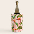 Pink Flamingos on blush pink stripes tropical midcentury Wine Chiller Gallery Image 3