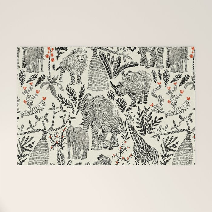 Wildlife Safari black ´n white Welcome Mat Gallery Image 1