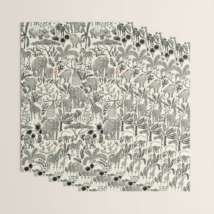 Wildlife Safari black ´n white Wrapping Paper Gallery Image 3
