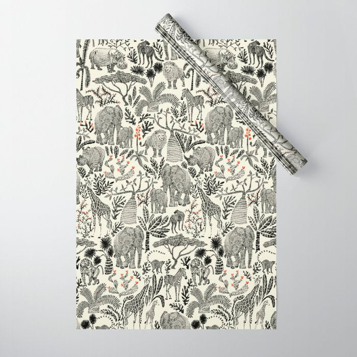 Wildlife Safari black ´n white Wrapping Paper Gallery Image 1