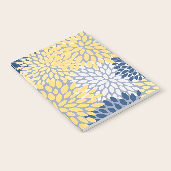 Modern Flowers Print, Yellow, White and Blue Notebook Gallery Image 2