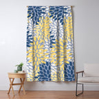 Modern Flowers Print, Yellow, White and Blue Window Curtain Gallery Image 5