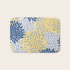 Modern Flowers Print, Yellow, White and Blue Bath Mat Gallery Image 1