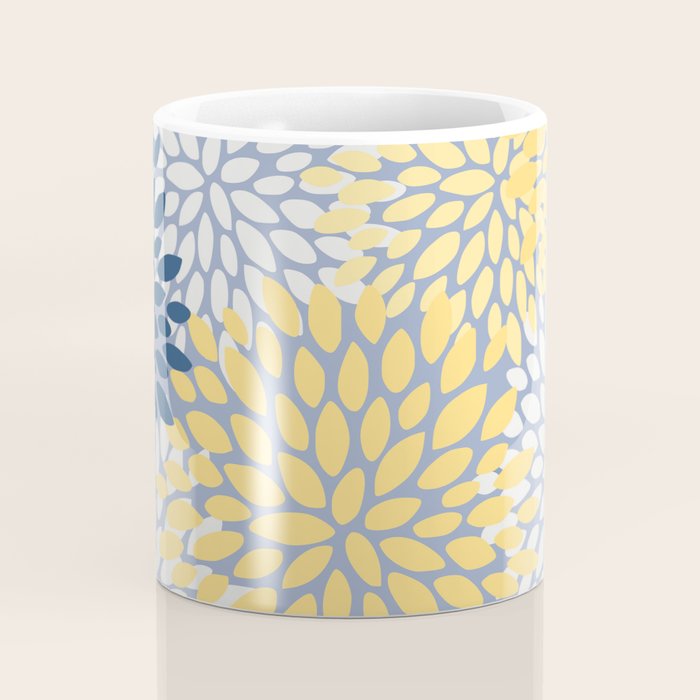 Modern Flowers Print, Yellow, White and Blue Coffee Mug Gallery Image 4
