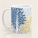 Modern Flowers Print, Yellow, White and Blue Coffee Mug Gallery Image 3
