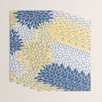 Modern Flowers Print, Yellow, White and Blue Wrapping Paper Gallery Image 3