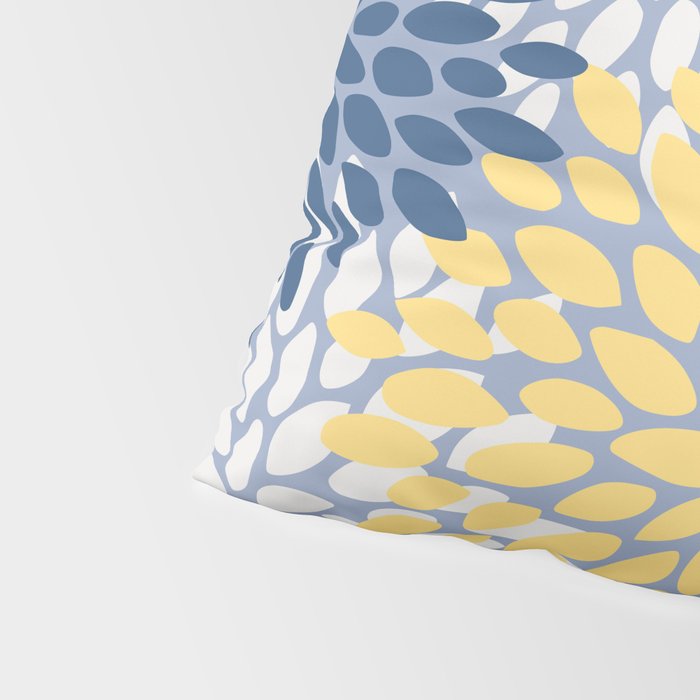 Modern Flowers Print, Yellow, White and Blue Pillow Sham Gallery Image 4