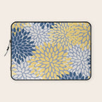 Modern Flowers Print, Yellow, White and Blue Laptop Sleeve Gallery Image 1