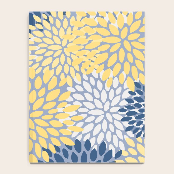 Modern Flowers Print, Yellow, White and Blue Notebook Gallery Image 4