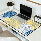 Modern Flowers Print, Yellow, White and Blue Desk Mat Gallery Image 2