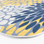 Modern Flowers Print, Yellow, White and Blue Bath Mat Gallery Image 3