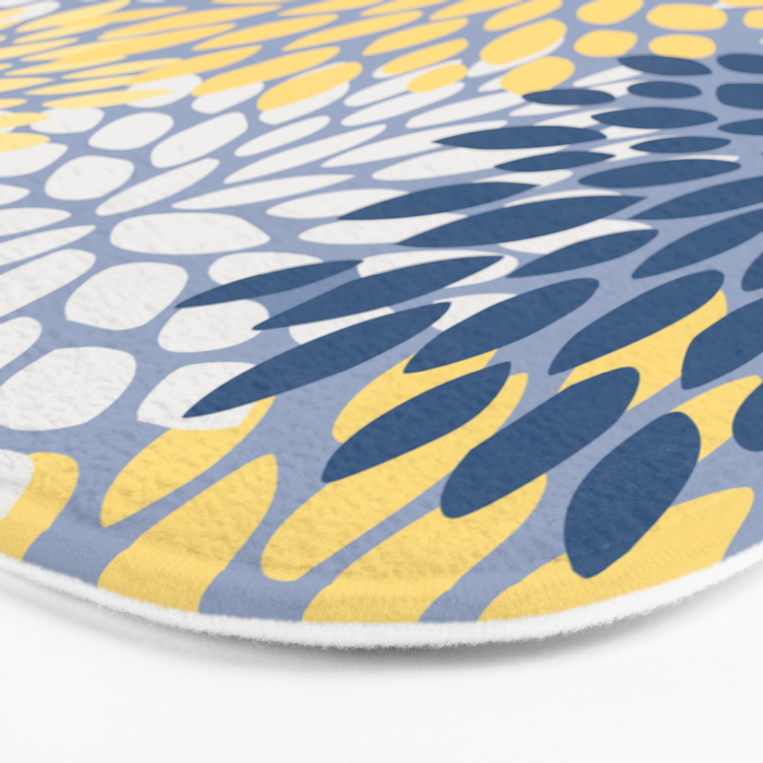 Modern Flowers Print, Yellow, White and Blue Bath Mat Gallery Image 3