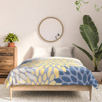 Modern Flowers Print, Yellow, White and Blue Comforter Gallery Image 3