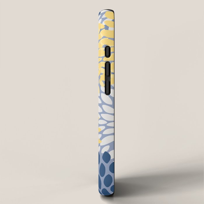 Modern Flowers Print, Yellow, White and Blue iPhone Case Gallery Image 2