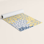 Modern Flowers Print, Yellow, White and Blue Yoga Mat Gallery Image 2