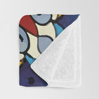 Abstract blue cruz mexican modern talavera tile wall Throw Blanket Gallery Image 3